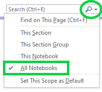 OneNote Search Scope Settings